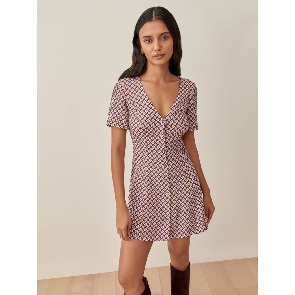 Reformation Hal Dress (Size 8) - Short Sleeve Mini Dress - Brand New with Tags